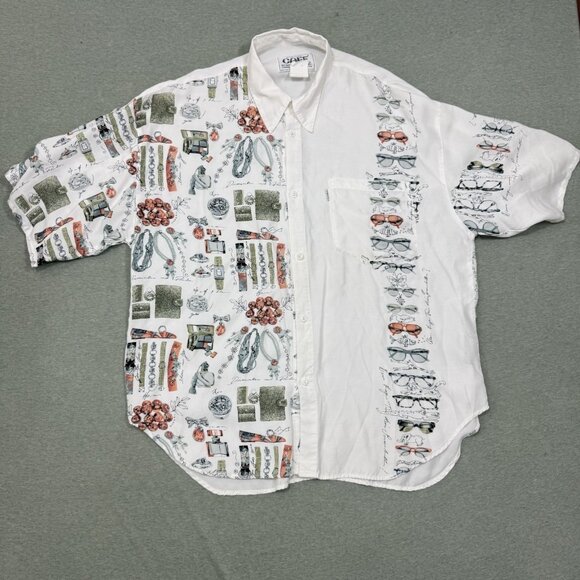 CAFE Vintage Styled in Italy Size 2 (XL) Button Down Shirt All Over 80s US Made - Picture 1 of 7